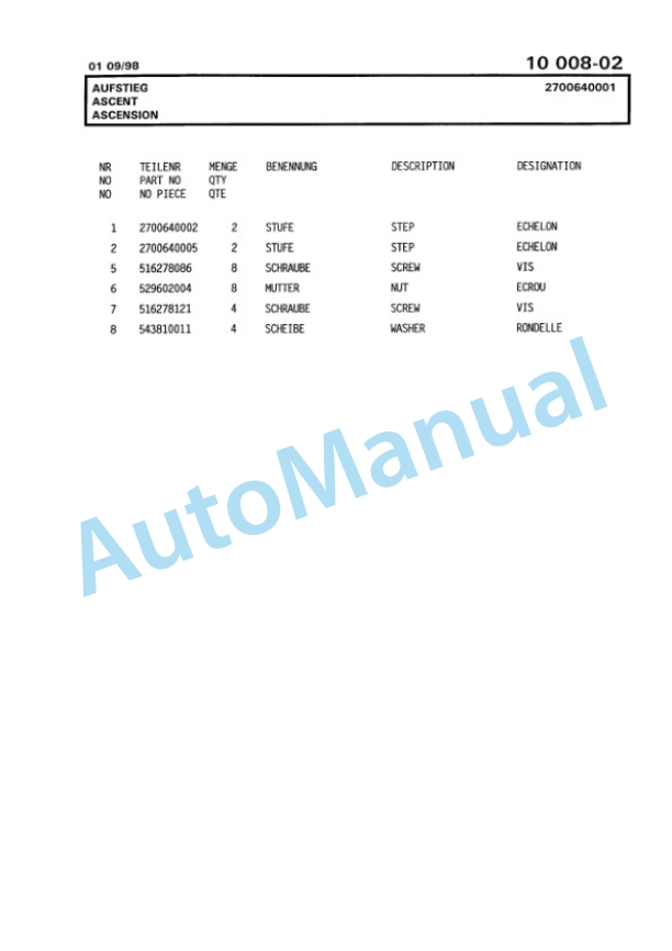 Bomag BG 160TA Motor Grader Spare Parts Catalogue 00811213-3