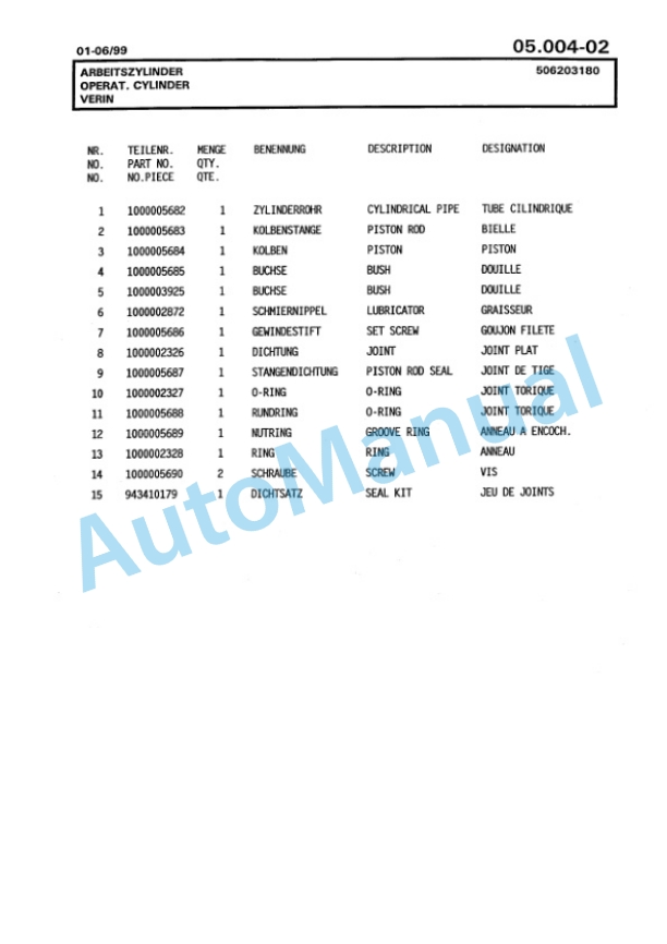 Bomag BG 190T Motor Grader Spare Parts Catalogue 00811220-2