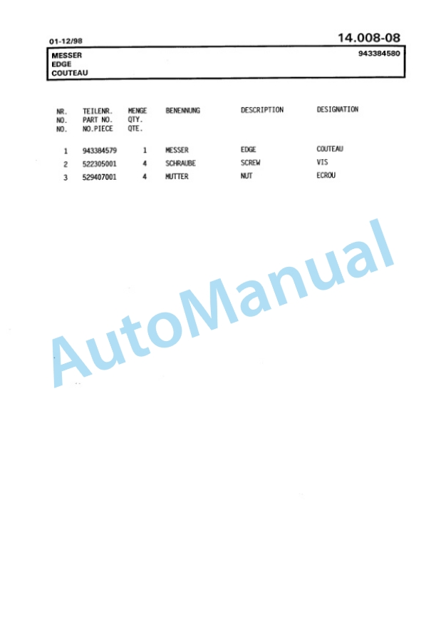 Bomag BG 190TA Motor Grader Spare Parts Catalogue 00811229-5