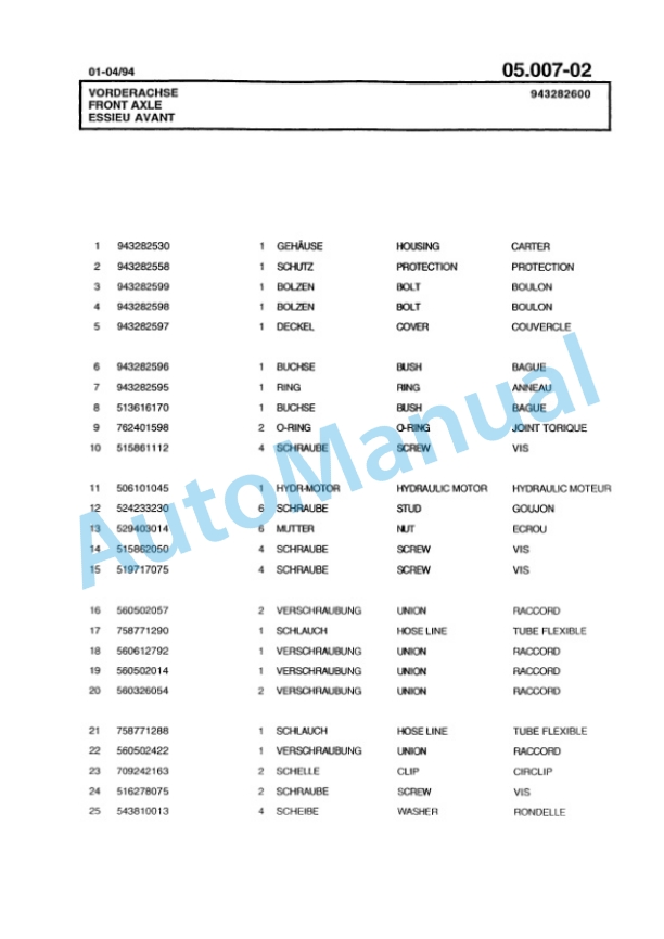 Bomag BG 90 A Motor Grader Spare Parts Catalogue 00811216-2