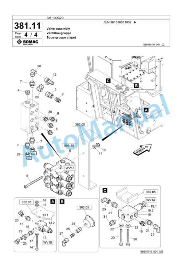 Bomag BM 1000-20 Cold Milling Planer Spare Parts Catalogue 00826453-3