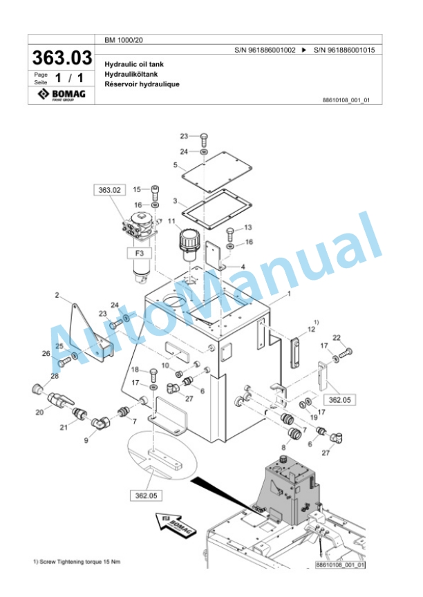 Bomag BM 1000-20 Cold Milling Planer Spare Parts Catalogue 00826455-2