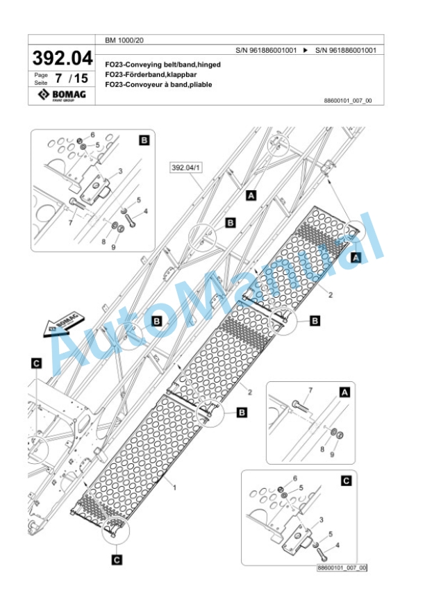 Bomag BM 1000-20 Cold Milling Planer Spare Parts Catalogue 00826455-4
