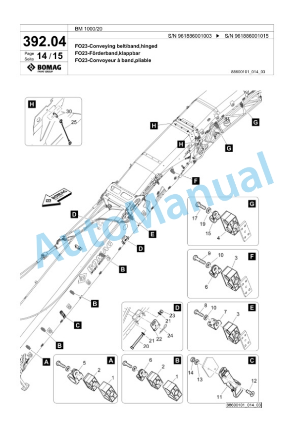 Bomag BM 1000-20 Cold Milling Planer Spare Parts Catalogue 00826455-5