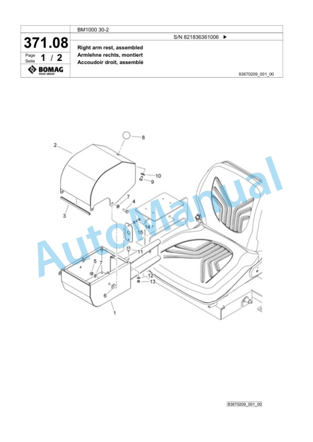 Bomag BM 1000-30-2 Cold Milling Planer Spare Parts Catalogue 00800667-2