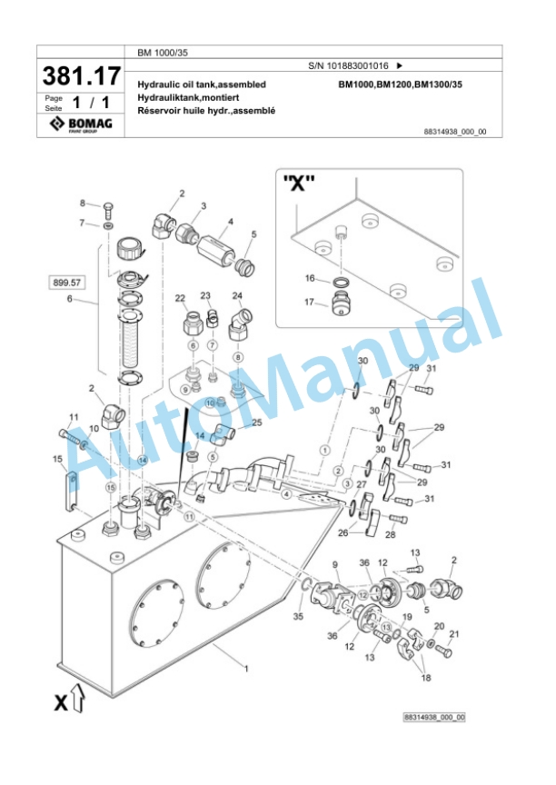 Bomag BM 1000-35 Cold Milling Planer Spare Parts Catalogue 00824229-3