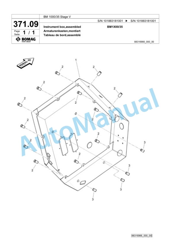 Bomag BM 1000-35 Stage V Cold Milling Planer Spare Parts Catalogue 00825555-2