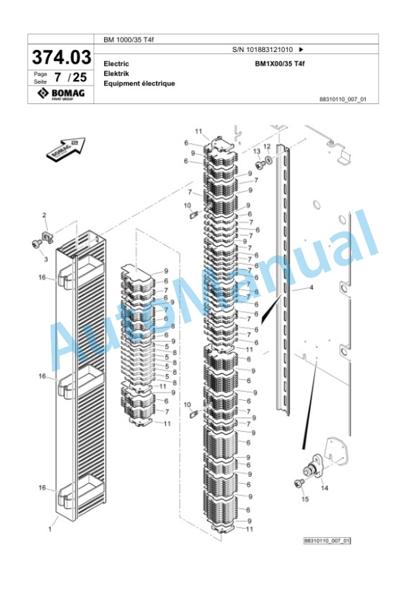 Bomag BM 1000-35 T4f Cold Milling Planer Spare Parts Catalogue 00825165-2