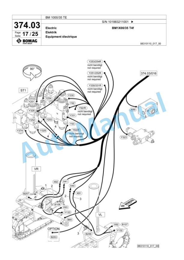 Bomag BM 1000-35 TE Cold Milling Planer Spare Parts Catalogue 00825875-2