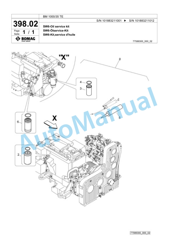 Bomag BM 1000-35 TE Cold Milling Planer Spare Parts Catalogue 00825875-5