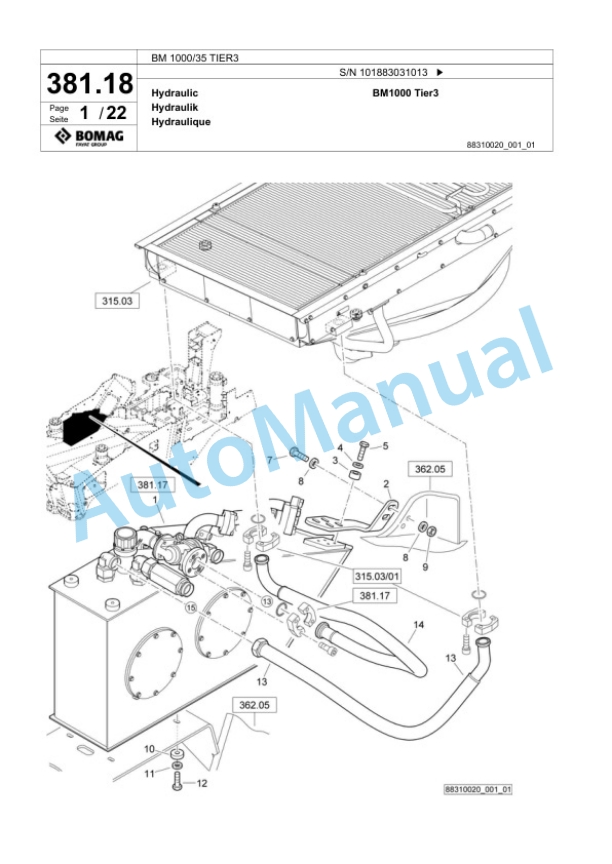 Bomag BM 1000-35 TIER3 Cold Milling Planer Spare Parts Catalogue 00824569-3