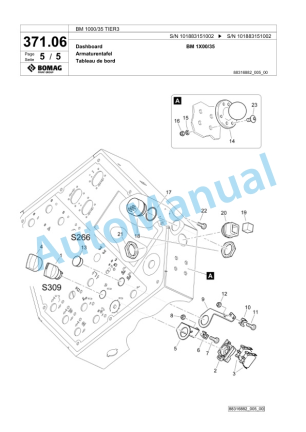 Bomag BM 1000-35 TIER3 Cold Milling Planer Spare Parts Catalogue 00825171-2