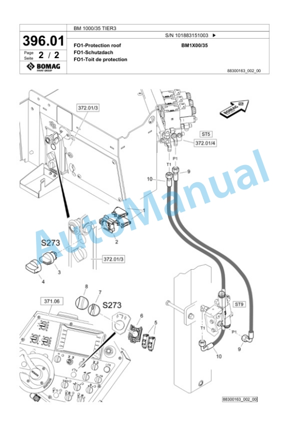 Bomag BM 1000-35 TIER3 Cold Milling Planer Spare Parts Catalogue 00825171-5
