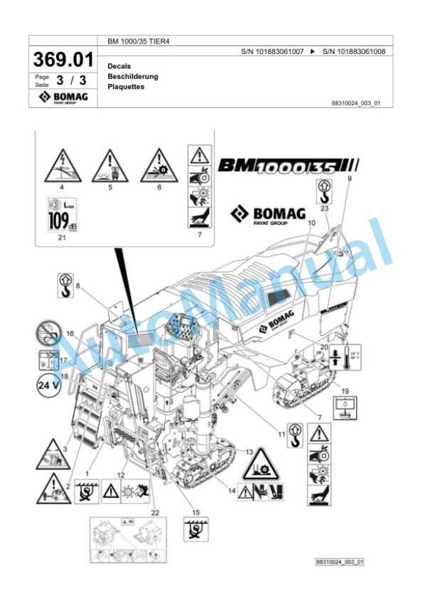Bomag BM 1000-35 TIER4 Cold Milling Planer Spare Parts Catalogue 00824795-2