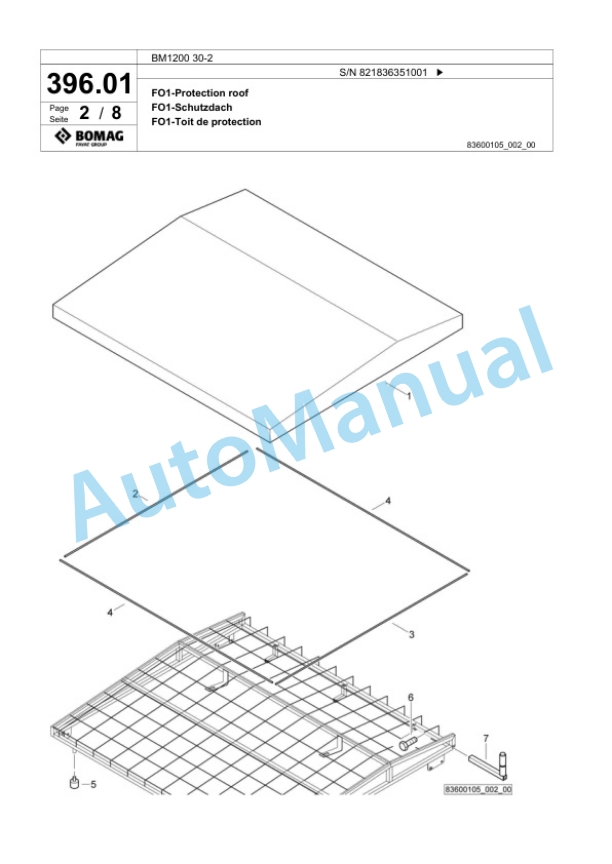 Bomag BM 1200 30-2 Cold Milling Planer Spare Parts Catalogue 00800669-5