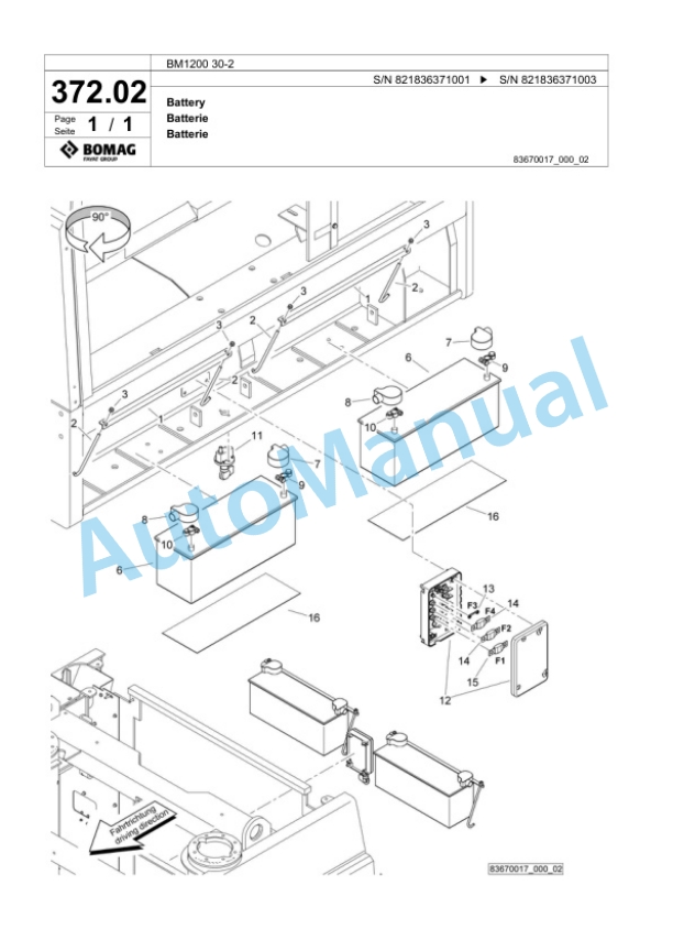 Bomag BM 1200 30-2 Cold Milling Planer Spare Parts Catalogue 00800671-2