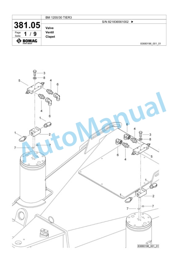 Bomag BM 1200-30 TIER3 Cold Milling Planer Spare Parts Catalogue 00825093-2
