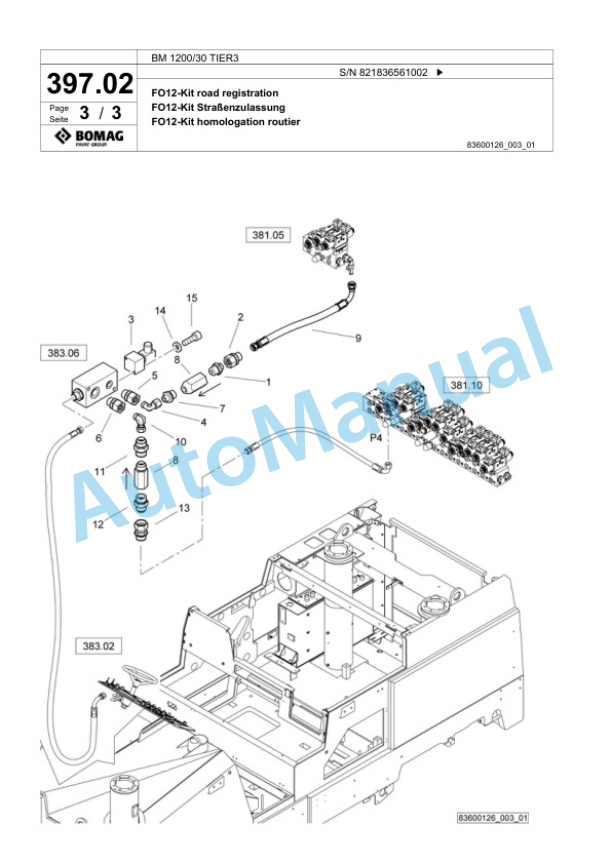 Bomag BM 1200-30 TIER3 Cold Milling Planer Spare Parts Catalogue 00825093-5