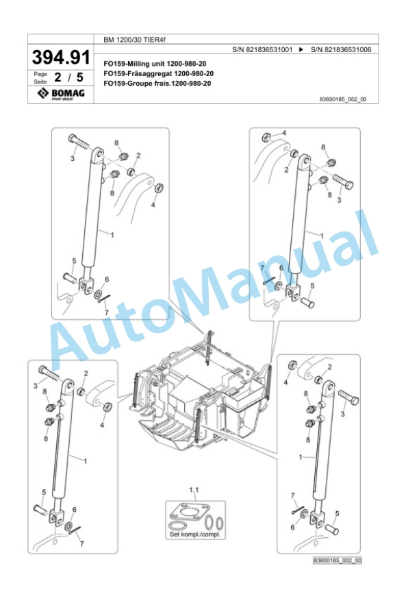 Bomag BM 1200-30 TIER4f Cold Milling Planer Spare Parts Catalogue 00824963-4