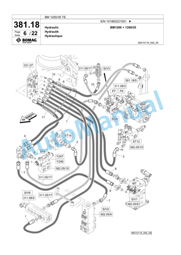 Bomag BM 1200-35 TE Cold Milling Planer Spare Parts Catalogue 00825877-2