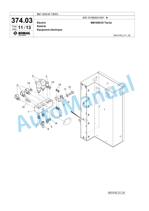 Bomag BM 1200-35 TIER3 Cold Milling Planer Spare Parts Catalogue 00824631-2