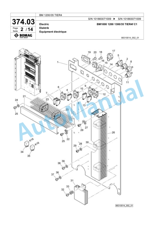 Bomag BM 1200-35 TIER4 Cold Milling Planer Spare Parts Catalogue 00824797-2