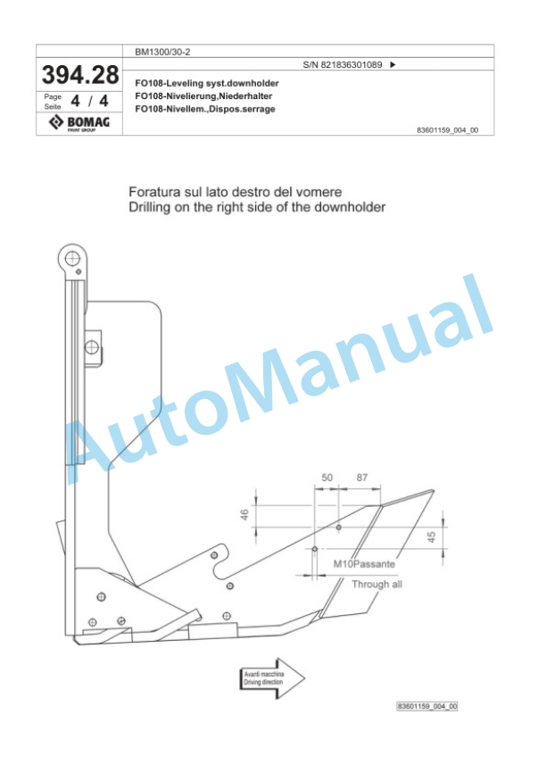 Bomag BM 1300-30-2 Cold Milling Planer Spare Parts Catalogue 00800673-4