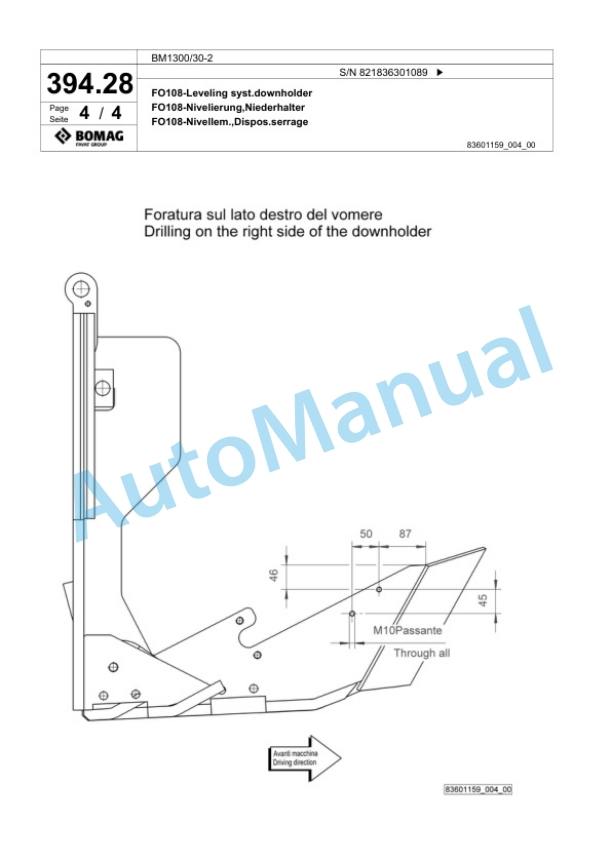 Bomag BM 1300-30-2 Cold Milling Planer Spare Parts Catalogue 00800673-4