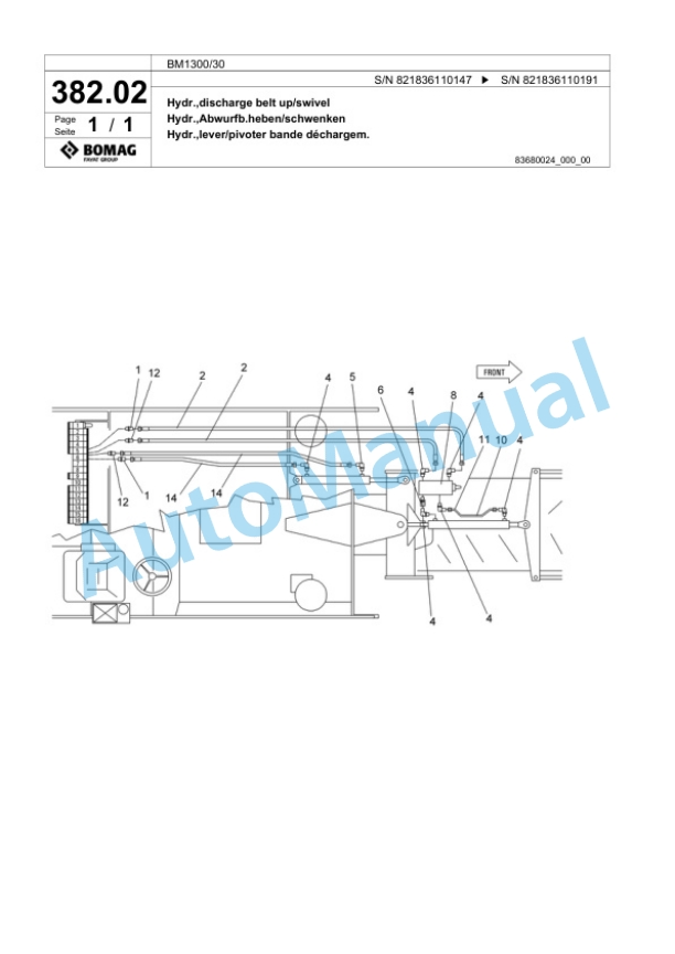 Bomag BM 1300-30 Cold Milling Planer Spare Parts Catalogue 00800607-2