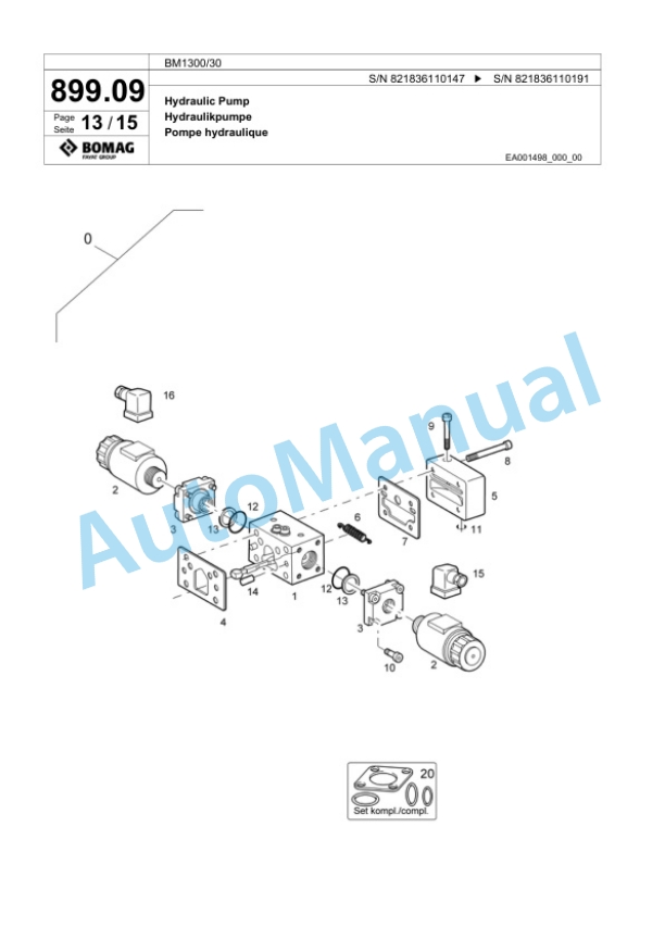 Bomag BM 1300-30 Cold Milling Planer Spare Parts Catalogue 00800607-5