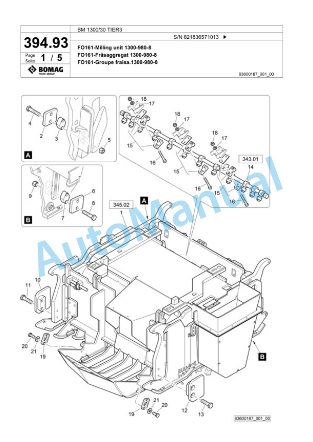 Bomag BM 1300-30 TIER3 Cold Milling Planer Spare Parts Catalogue 00825095-4