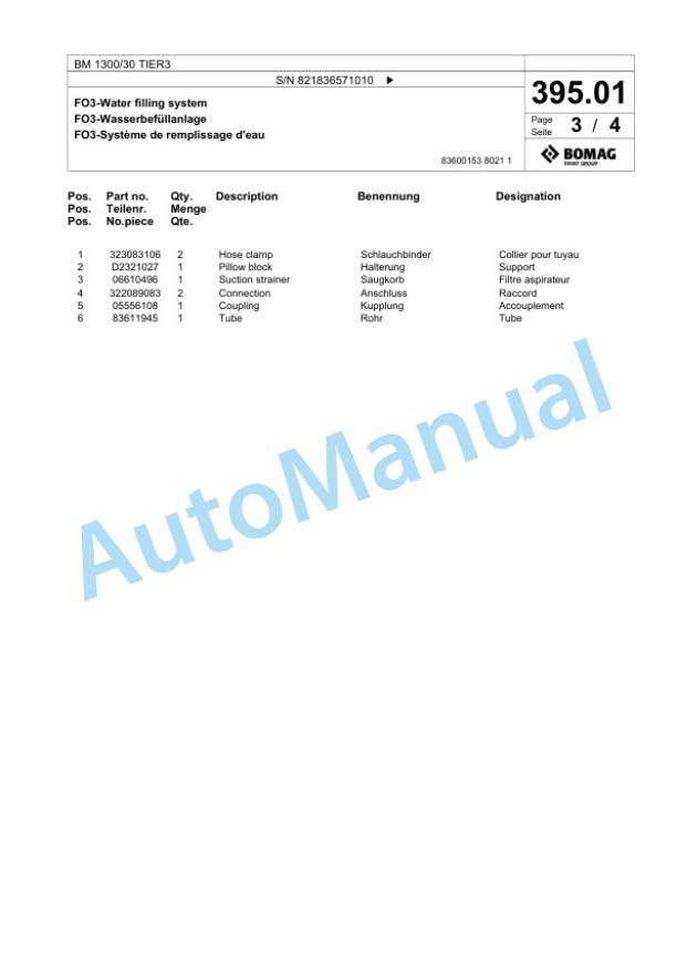 Bomag BM 1300-30 TIER3 Cold Milling Planer Spare Parts Catalogue 00825095-5