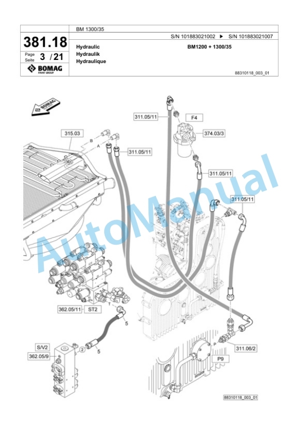 Bomag BM 1300-35 Cold Milling Planer Spare Parts Catalogue 00824535-3