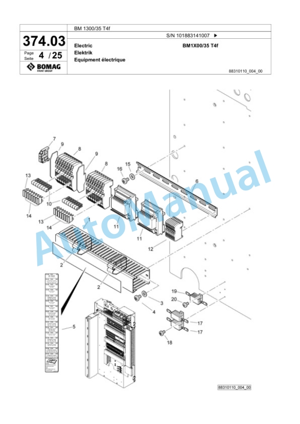 Bomag BM 1300-35 T4f Cold Milling Planer Spare Parts Catalogue 00825169-2