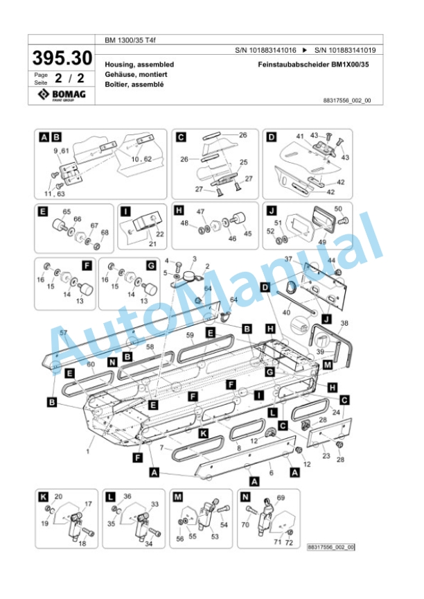 Bomag BM 1300-35 T4f Cold Milling Planer Spare Parts Catalogue 00825169-5