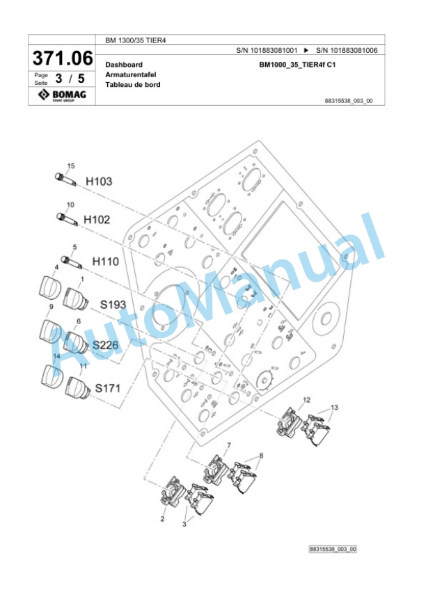 Bomag BM 1300-35 TIER4 Cold Milling Planer Spare Parts Catalogue 00824799-2