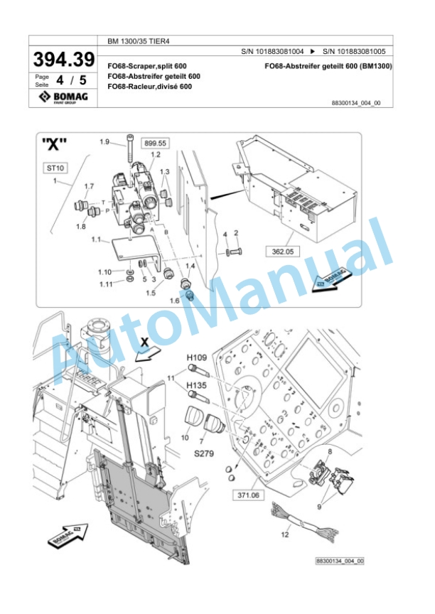 Bomag BM 1300-35 TIER4 Cold Milling Planer Spare Parts Catalogue 00824799-4