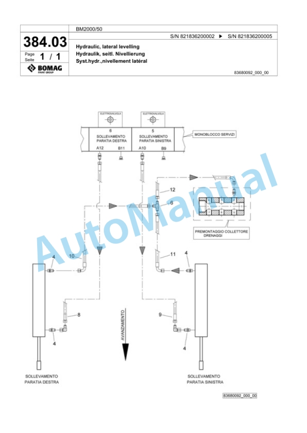 Bomag BM 2000-50 Cold Milling Planer Spare Parts Catalogue 00800629-3