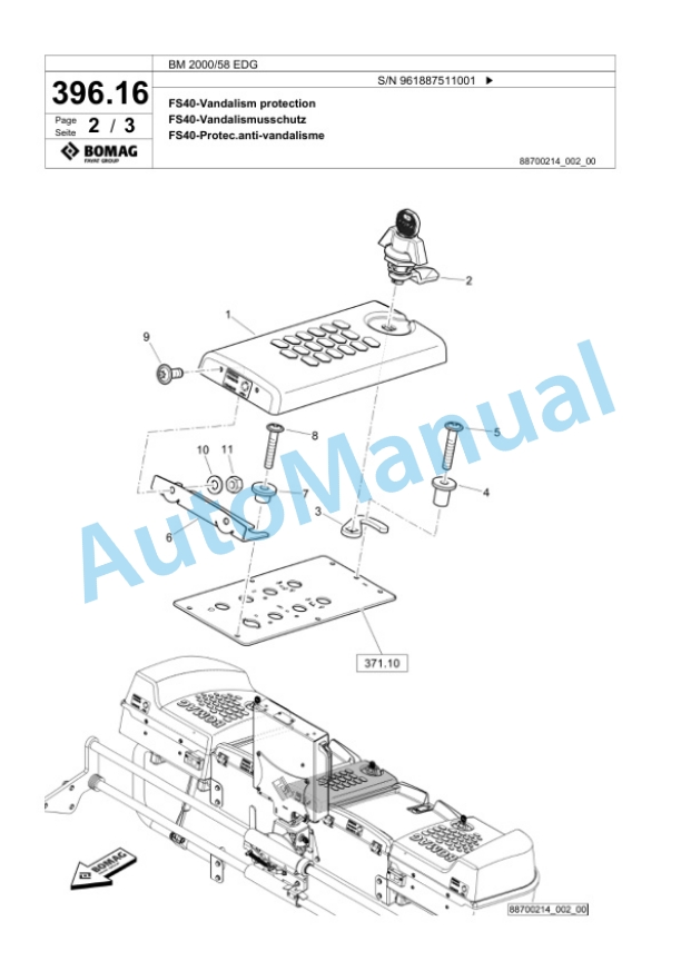 Bomag BM 2000-58 EDG Cold Milling Planer Spare Parts Catalogue 00827129-5