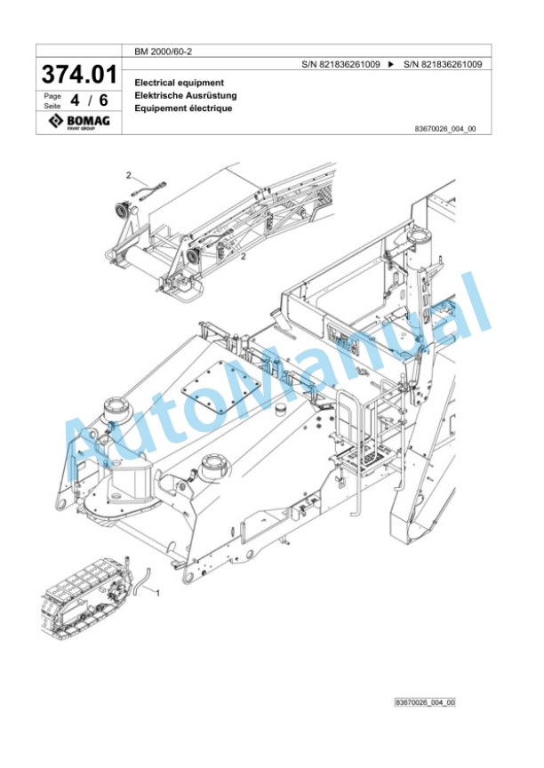 Bomag BM 2000-60-2 Cold Milling Planer Spare Parts Catalogue 00800693-2