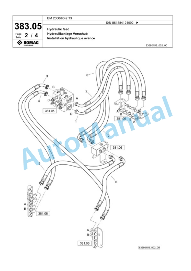 Bomag BM 2000-60-2 T3 Cold Milling Planer Spare Parts Catalogue 00825183-3