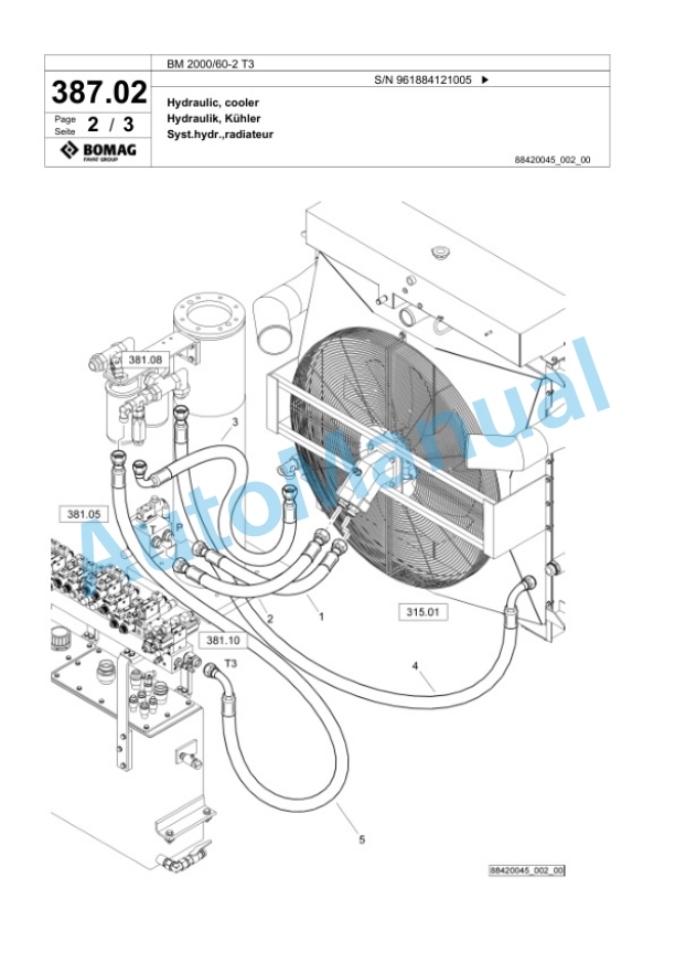 Bomag BM 2000-60-2 T3 Cold Milling Planer Spare Parts Catalogue 00826227-3
