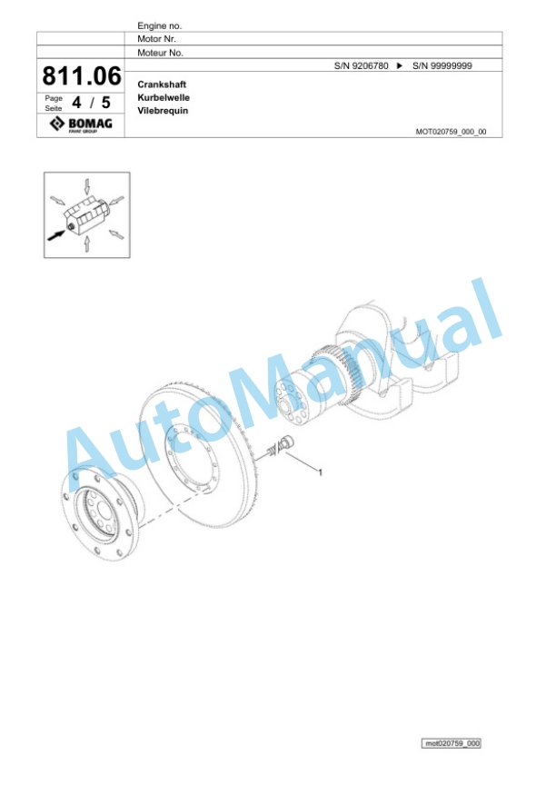 Bomag BM 2000-60-3 Cold Milling Planer Spare Parts Catalogue 00826501-4