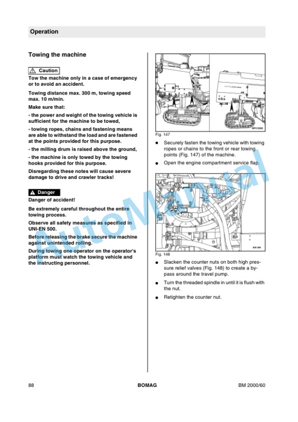 Bomag BM 2000-60 Cold Milling Machine Operating and Maintenance Instructions 00806061-2