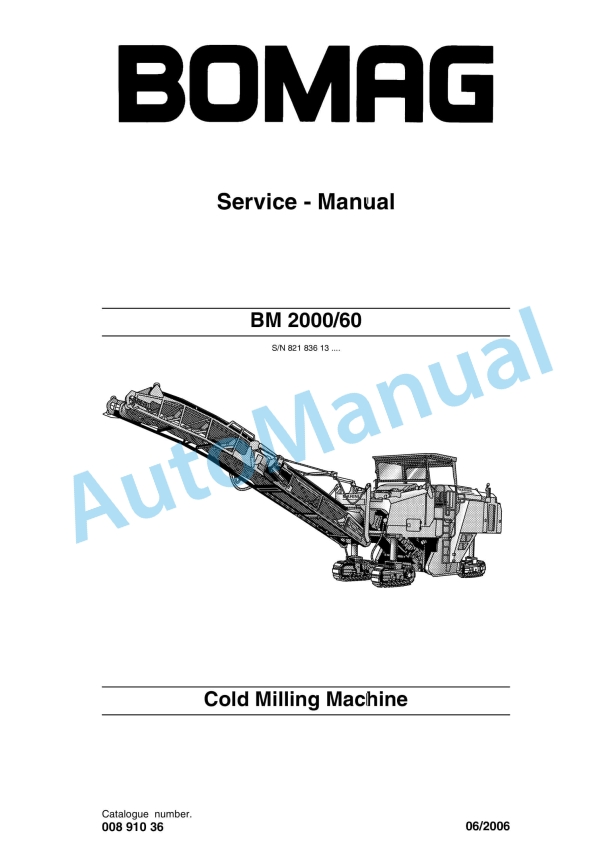 Bomag BM 2000-60 Cold Milling Machine Service Manual 00891036