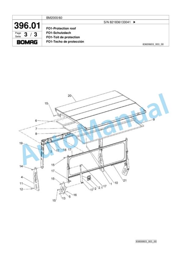 Bomag BM 2000-60 Cold Milling Planer Spare Parts Catalogue 00800609-3