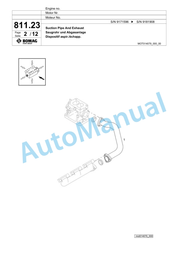 Bomag BM 2000-60 Cold Milling Planer Spare Parts Catalogue 00800623-4