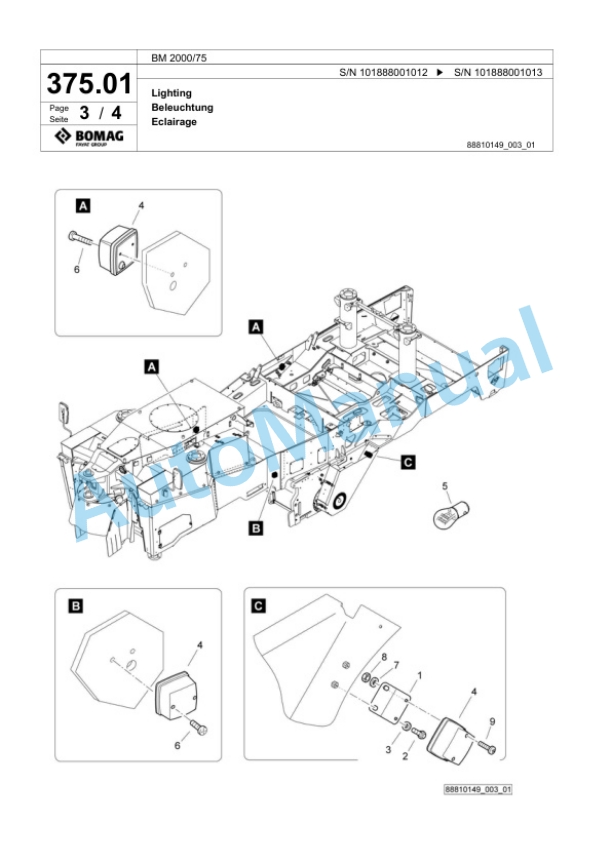 Bomag BM 2000-75 Cold Milling Planer Spare Parts Catalogue 00824741-2