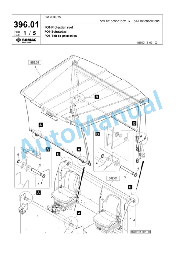 Bomag BM 2000-75 Cold Milling Planer Spare Parts Catalogue 00824741-5