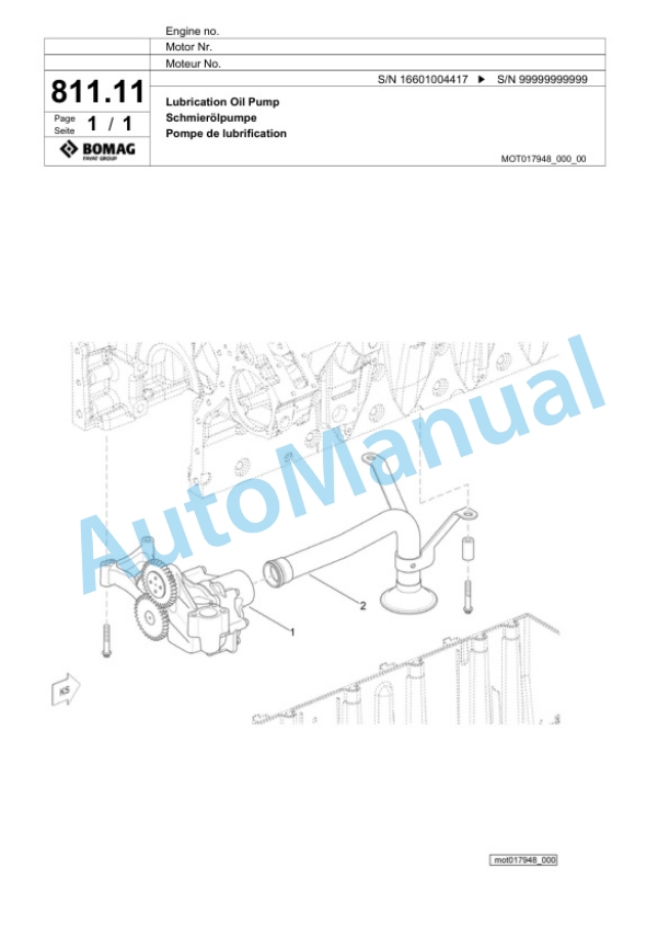 Bomag BM 2500-75 Cold Milling Planer Spare Parts Catalogue 00826375-4
